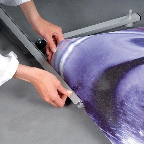 M&T Displays 31.50x78.74 inch L Shaped New Age Quick Banner Holder Stand for Convention Conference Trade Show Display Office Floor Standing Silver Anodized Aluminum Portrait Indoor - Image 6