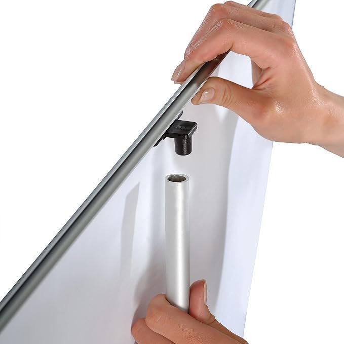 M&T Displays 31.50x78.74 inch L Shaped New Age Quick Banner Holder Stand for Convention Conference Trade Show Display Office Floor Standing Silver Anodized Aluminum Portrait Indoor (2 pack) - Image 9