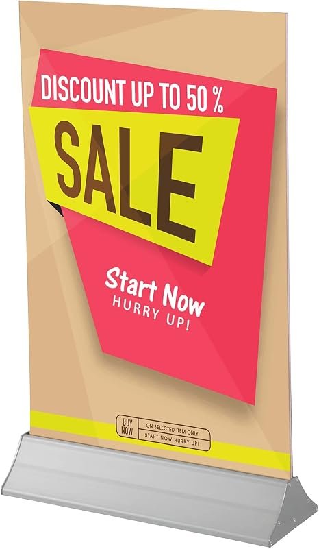 M&T Displays Adjustable Floor Easy Swap 35.40 inch Poster Width Aluminum Silver Base Double Sided Advertisement Document Brochure Sign Holder Portrait Indoor - Image 2
