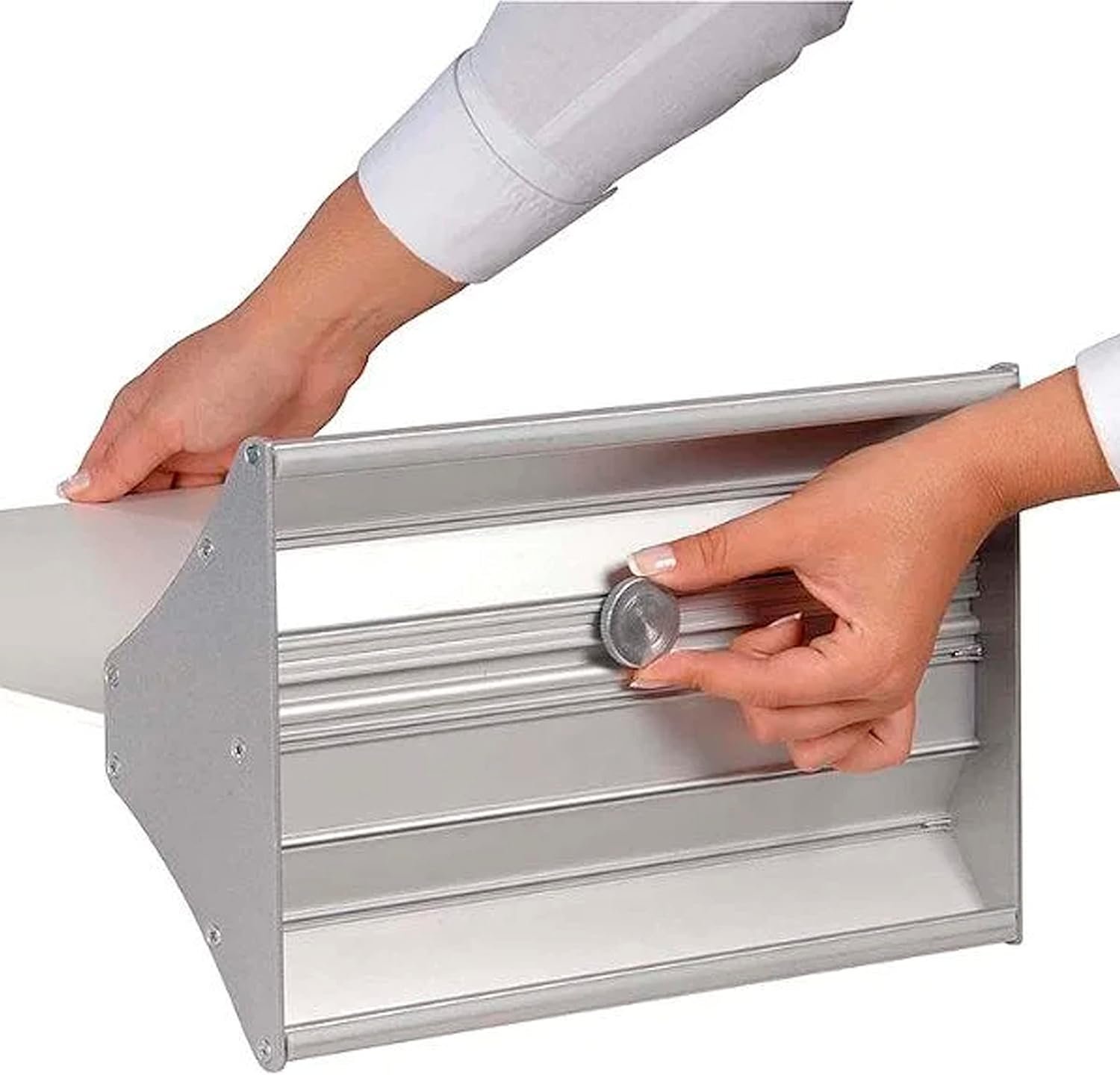 M&T Displays Adjustable Floor Easy Swap 23.6 inch Poster Width Aluminum Silver Base Double Sided Advertisement Document Brochure Sign Holder Portrait Indoor - Image 3