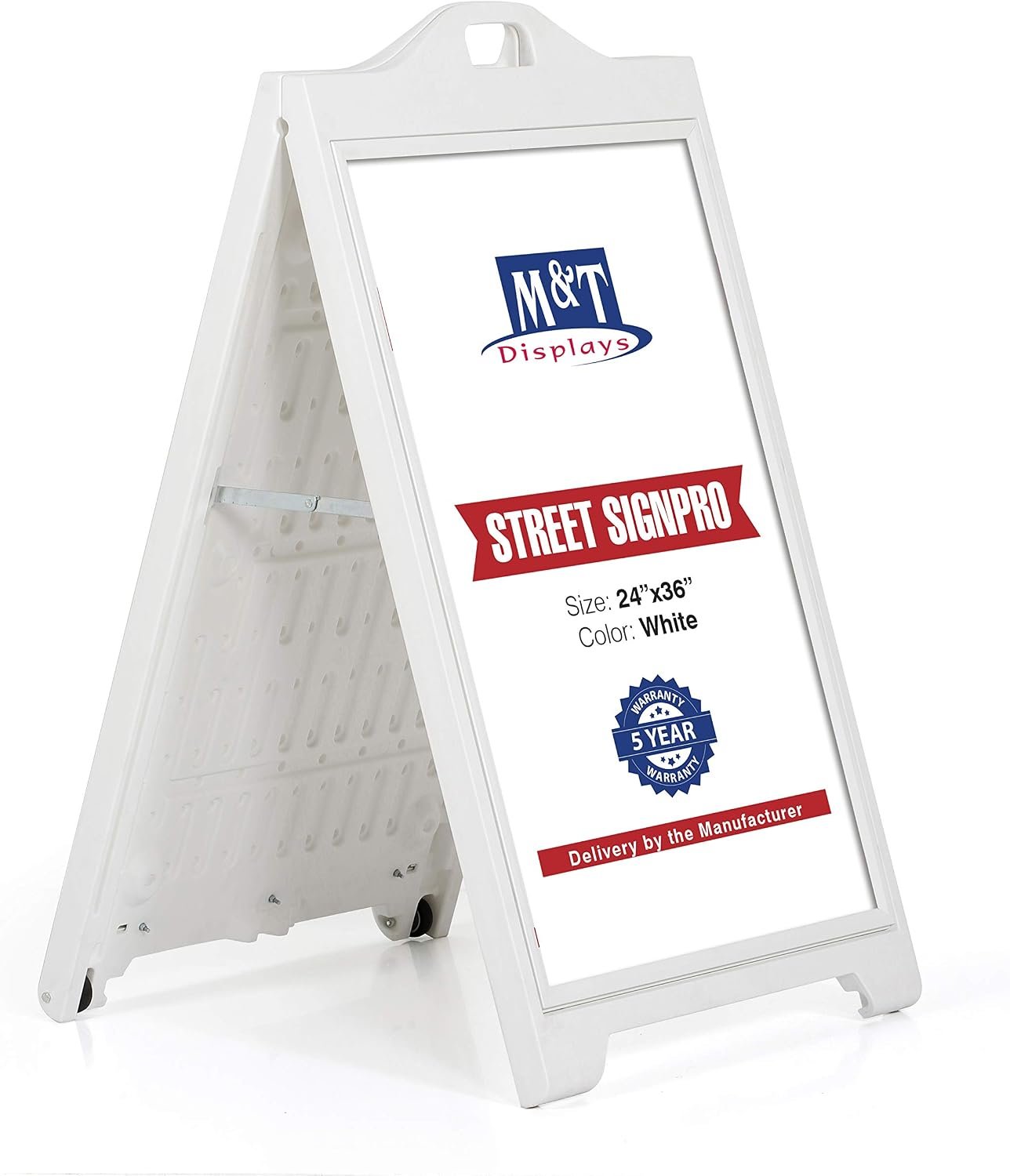 24x36 Inch Poster White Double Sided SignPro without Lens Protective Cover, Sandwich Board Folding A-Frame Sidewalk Curb Sign Portable Advertising Display for Restaurant Cafe