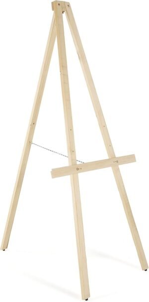 M&T Displays Natural Wood Rustic Art Easel Adjustable Height Stand Tripod Wooden Display for Artist Drawing Painting Canvas Holder Welcome Wedding Sign 23.43x62.80 Inches