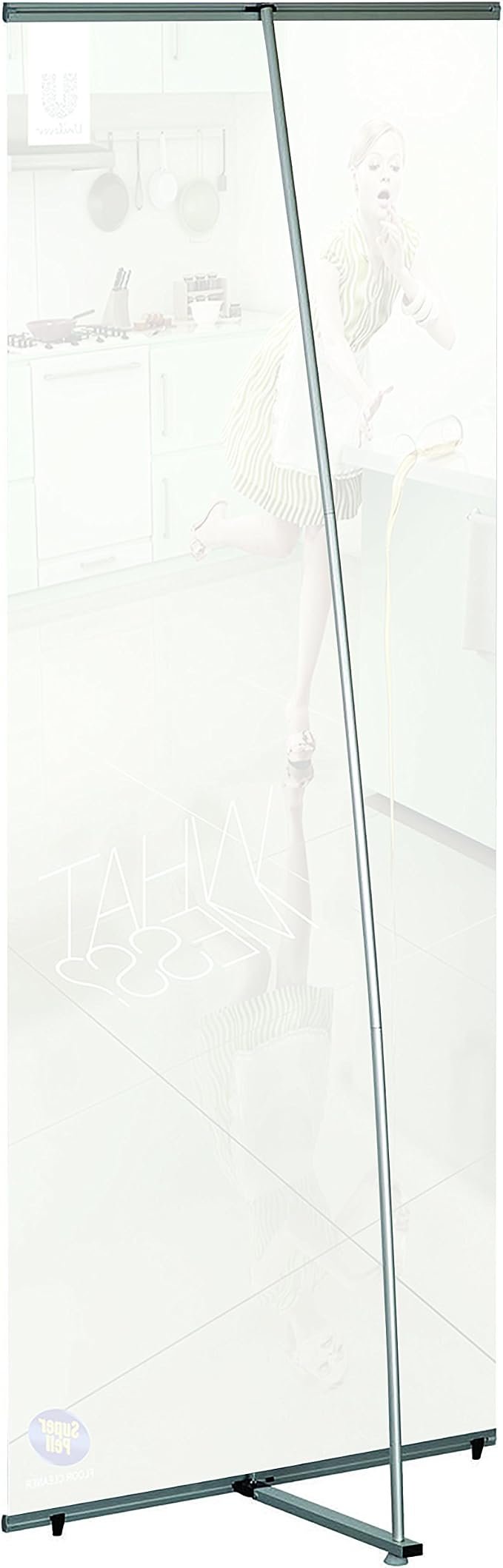 M&T Displays 31.50x78.74 inch L Shaped New Age Quick Banner Holder Stand for Convention Conference Trade Show Display Office Floor Standing Silver Anodized Aluminum Portrait Indoor - Image 2