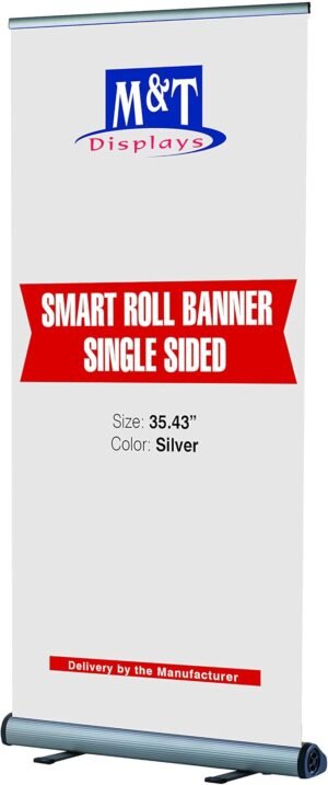 Update Displays Smart Roll Reusable Travel Advertising Banner 35-9/20" inches Poster Size Silver Anodized Aluminum, with Travel Bag
