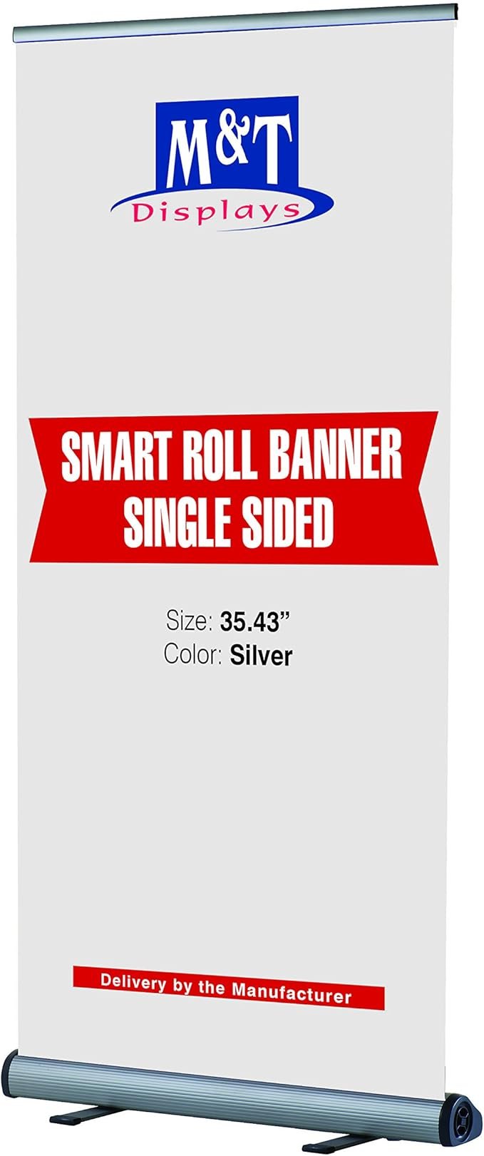 Update Displays Smart Roll Reusable Travel Advertising Banner 35-9/20" inches Poster Size Silver Anodized Aluminum, with Travel Bag
