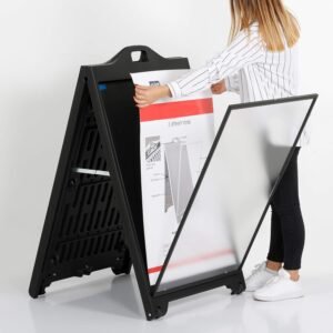 24″w x 36″h SignPro Sidewalk Sign – Black With Lens- Double Sided A-Frame Sidewalk Sign Stand