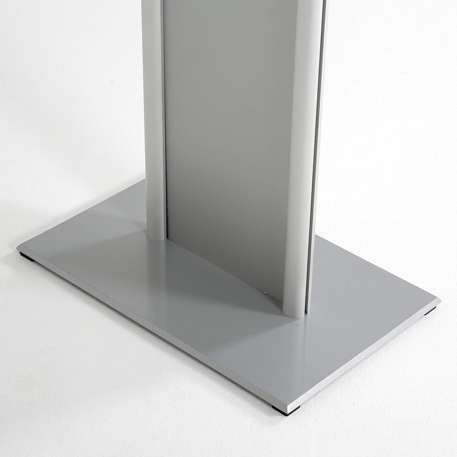 M&T Displays Tempered Clear Glass Conference Podium Stand with Aluminum Front Panel Silver Aluminum Body and Base 43.9 Inch Height Floor Standing Lectern Pulpit Desk for Classroom Church - Image 7