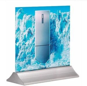 M&T Displays Adjustable Floor Easy Swap 23.6 inch Poster Width Aluminum Silver Base Double Sided Advertisement Document Brochure Sign Holder Portrait Indoor