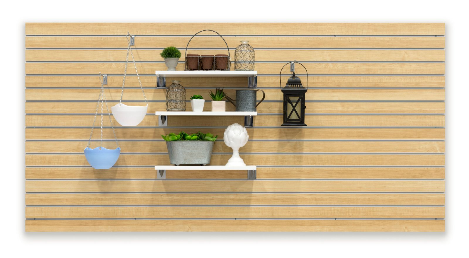 96 x 48 Slatwall Panel for Wall, Aluminum Inserts - Cherry
