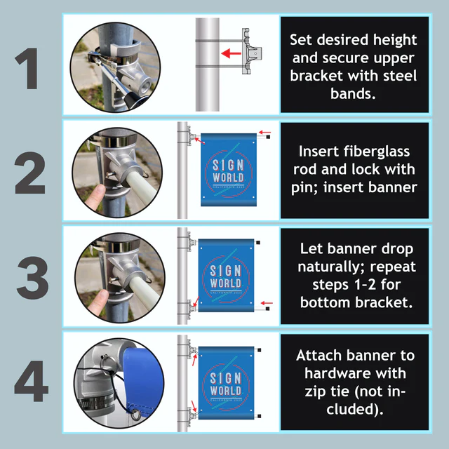 Street Pole Banner Brackets 36" - Hardware Only - Image 3
