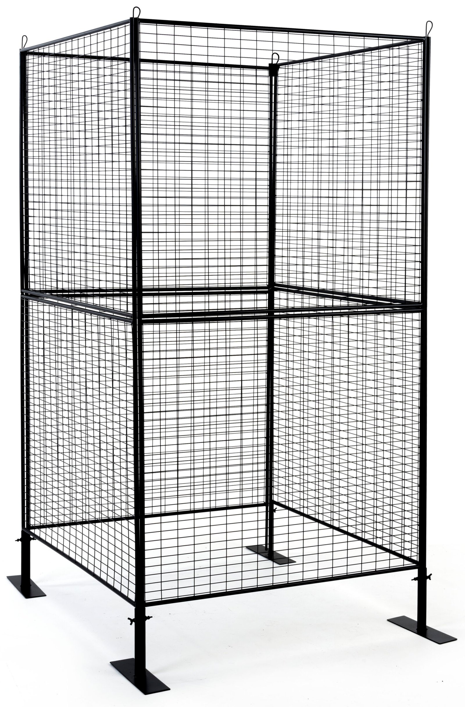 Art Display Grid, Square-Shaped, 4-Sided, (8) 3' x 3' Panels, Iron Mesh - Black