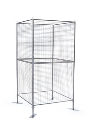 Art Display Grid, Square-Shaped, 4-Sided, (8) 3' x 3' Panels, Iron Mesh - Black