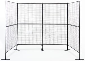 Art Display Grid, V-Shaped, (4) 3' x 3' Panels, Iron Mesh - Black