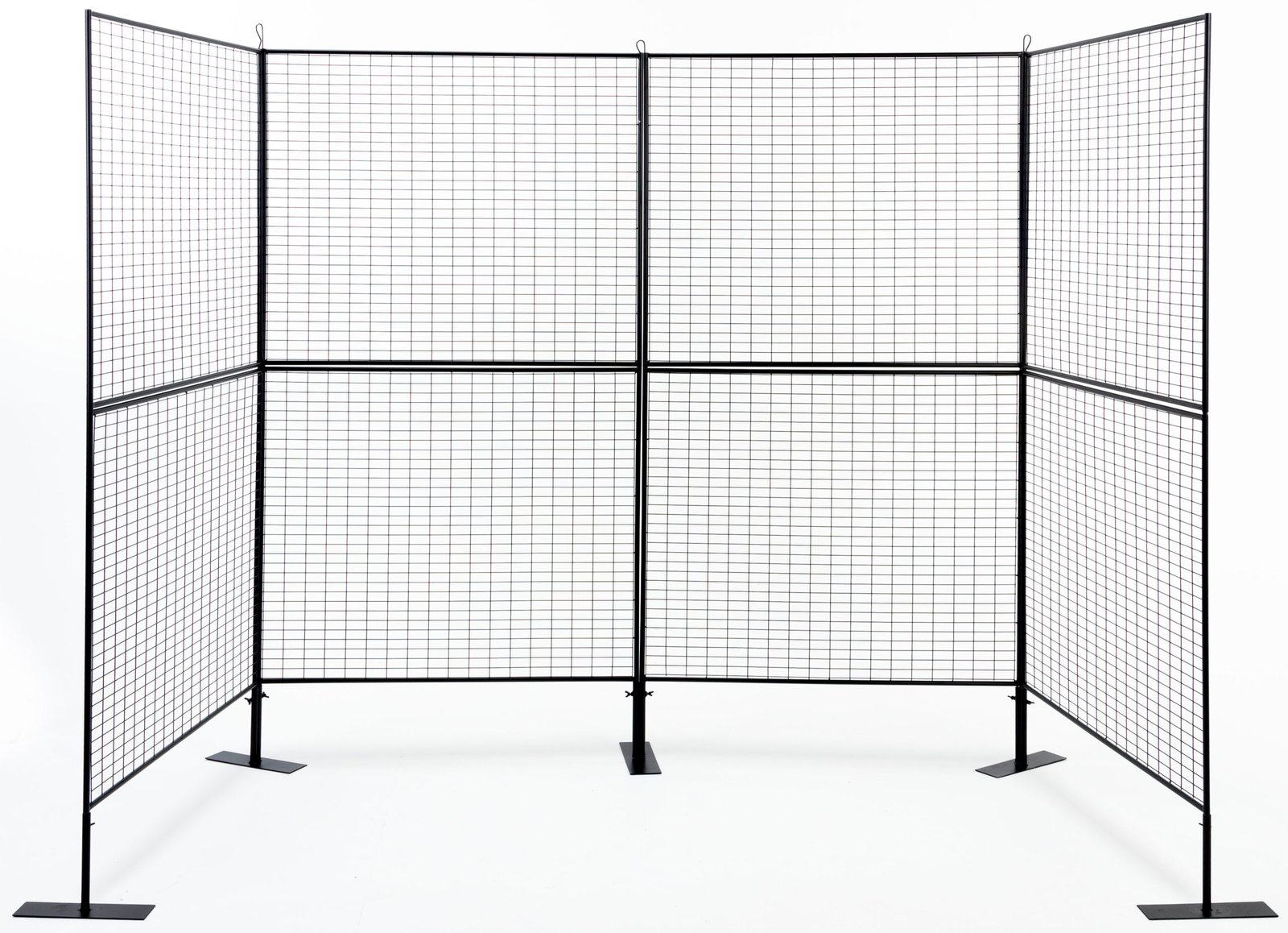 Art Display Grid, V-Shaped, (4) 3' x 3' Panels, Iron Mesh - Black