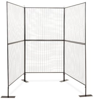 Art Display Grid, V-Shaped, (4) 3' x 3' Panels, Iron Mesh - Black