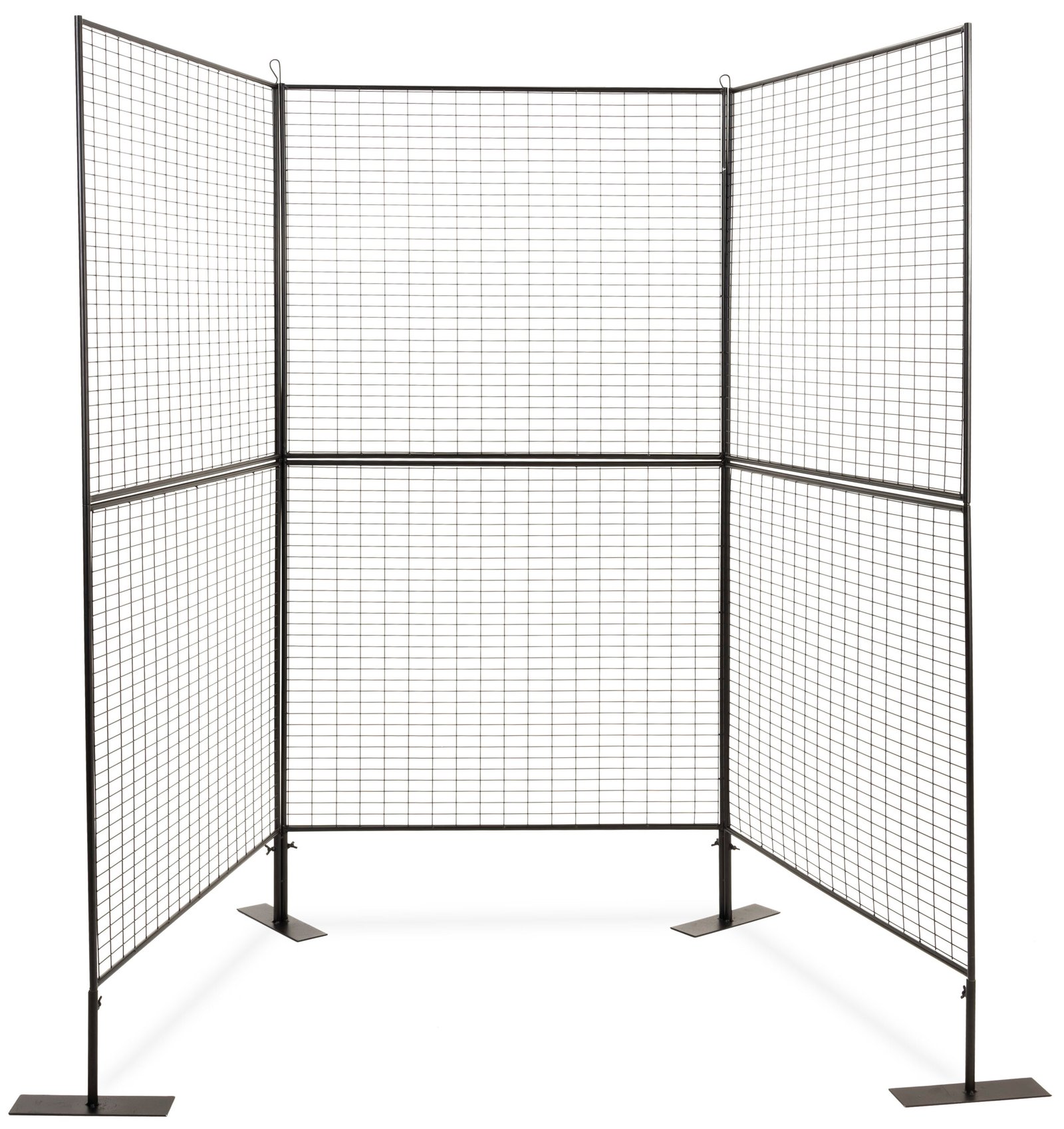 Art Display Grid, V-Shaped, (4) 3' x 3' Panels, Iron Mesh - Black