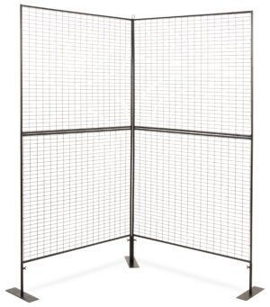Art Display Grid, V-Shaped, (4) 3' x 3' Panels, Iron Mesh - Black
