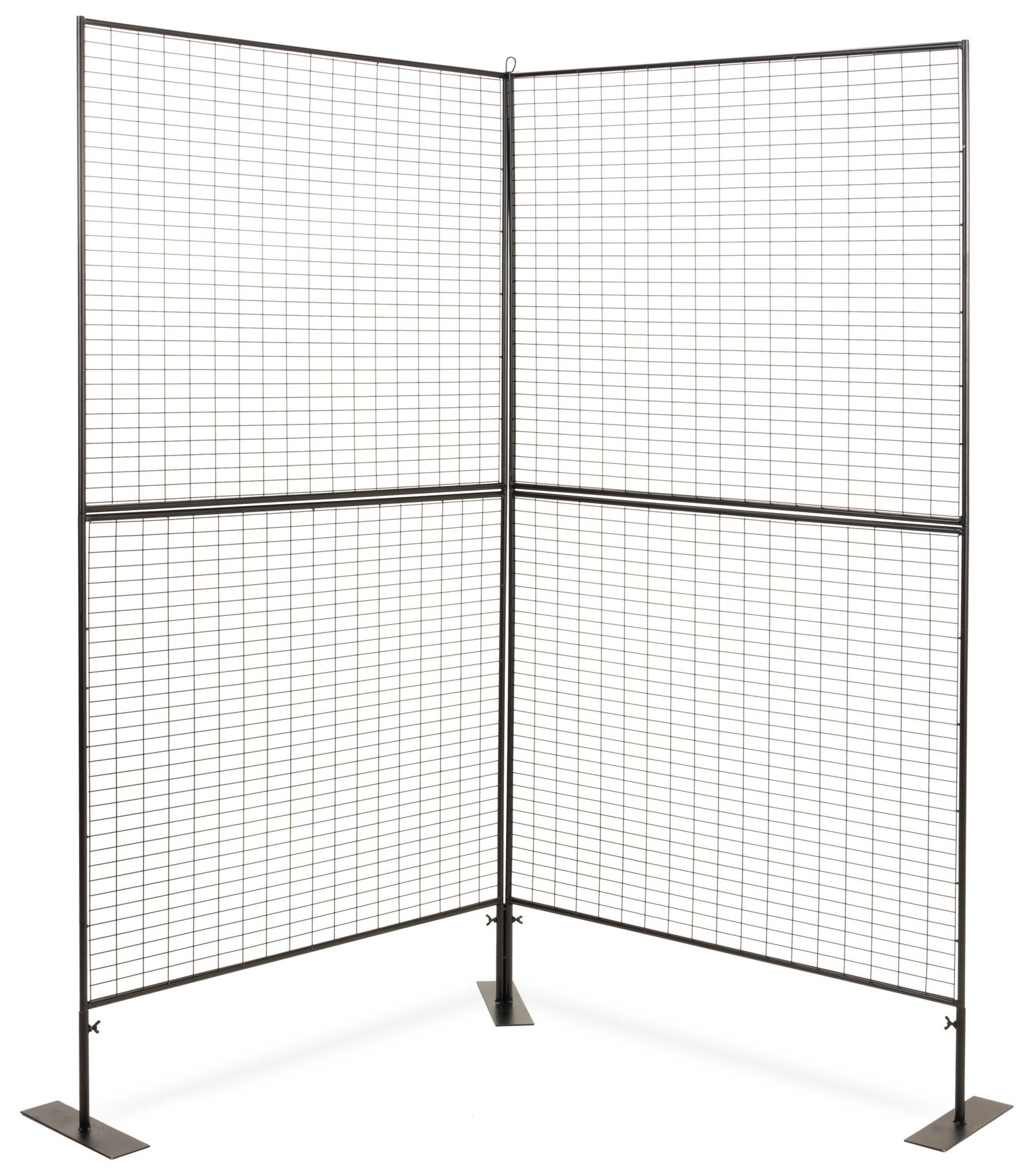 Art Display Grid, V-Shaped, (4) 3' x 3' Panels, Iron Mesh - Black