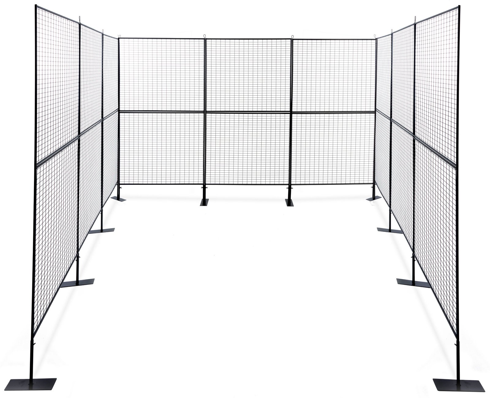 Art Display Grid, V-Shaped, (4) 3' x 3' Panels, Iron Mesh - Black