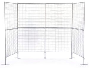 Art Display Grid, V-Shaped, (4) 3' x 3' Panels, Iron Mesh - Silver