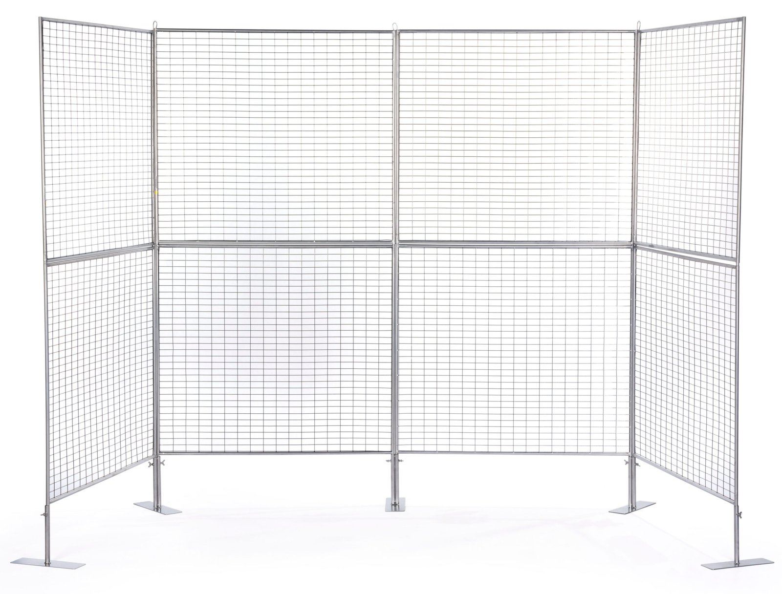 Art Display Grid, V-Shaped, (4) 3' x 3' Panels, Iron Mesh - Silver