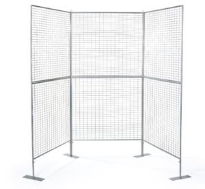 Art Display Grid, V-Shaped, (4) 3' x 3' Panels, Iron Mesh - Silver