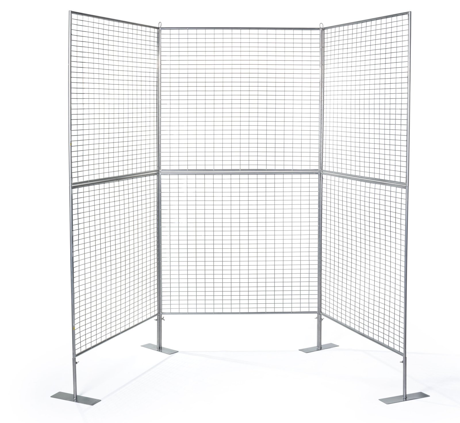 Art Display Grid, V-Shaped, (4) 3' x 3' Panels, Iron Mesh - Silver