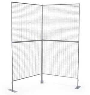 Art Display Grid, V-Shaped, (4) 3' x 3' Panels, Iron Mesh - Silver