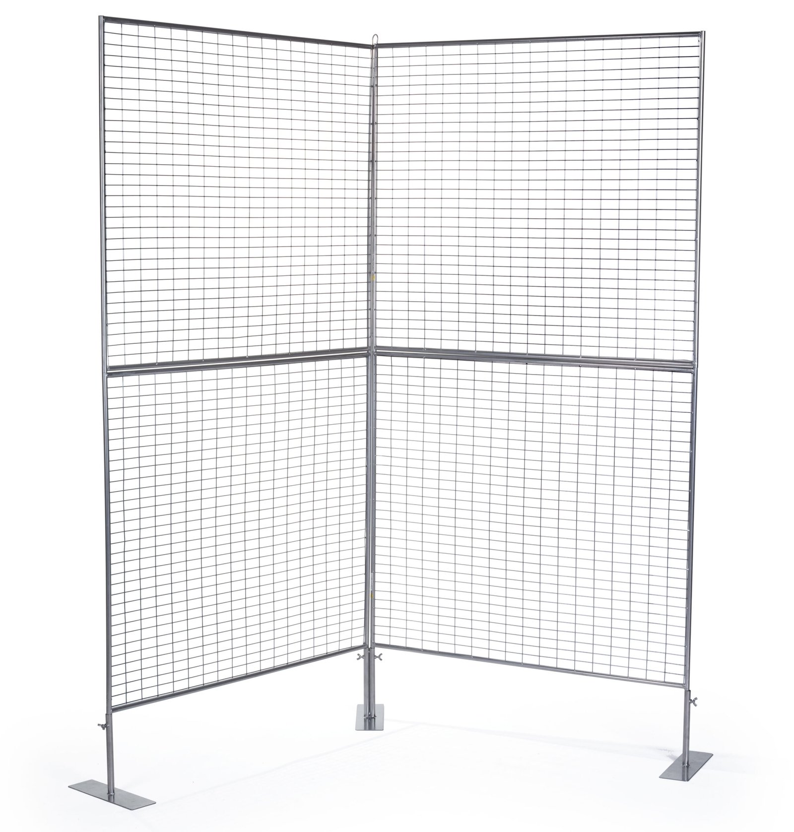 Art Display Grid, V-Shaped, (4) 3' x 3' Panels, Iron Mesh - Silver