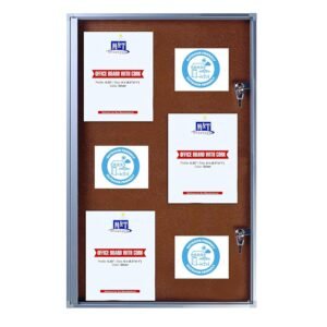 Enclosed Cork Bulletin Board Advertising Display for Indoor Use with Locking Door, 19x38 - Silver Bulletin Board, Weatherproof Notice Board