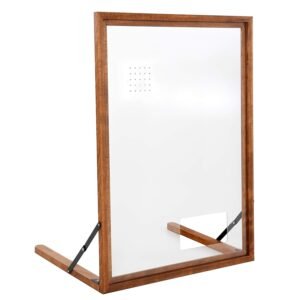 M&T Displays 23.62x33.46 Inch A1 Size Countertop Divider Desk Separator Table Barrier Guard Screen Wooden Frame Speaker Holes Paper Slot, Acrylic Protective Separation Screen...