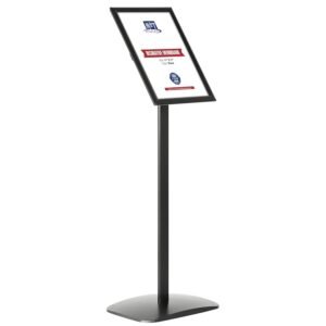 M&T Displays Advertising Restaurant Aluminum Sign Post, Black A3 11x17 Inch Poster Size, Mitred Corner, Landscape and Portrait Use, Reusable and Durable Message Board, Free...