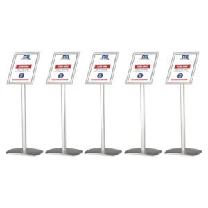 M&T Displays Advertising Restaurant Aluminum Sign Post, Silver A3 11x17 Inch Poster Size, Mitred Corner, Landscape and Portrait Use, Reusable and Durable Message Board, Free...