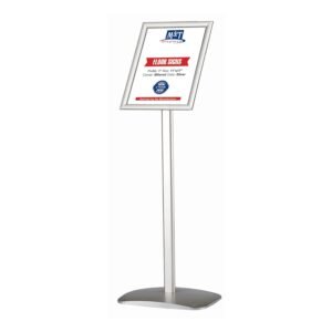 M&T Displays Advertising Restaurant Aluminum Sign Post, Silver A3 11x17 Inch Poster Size, Mitred Corner, Landscape and Portrait Use, Reusable and Durable Message Board, Free...
