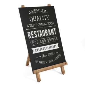 M&T Displays Basic Fir Wood A Board Single Sided with Magnetic Chalkboard, Advertisement Frame for Restaurant, Store, Office, Wedding, Party, Event, Home (Dark Wood, 20.50x40.50)
