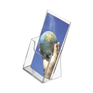 M&T Displays Clear Acrylic Brochure Leaflet Holder 4x6 Inch 1 Tier 1 Pockets Countertop Desktop Literature Rack Pamphlet Leaflet Flyer Card Display Stand Desk Organizer