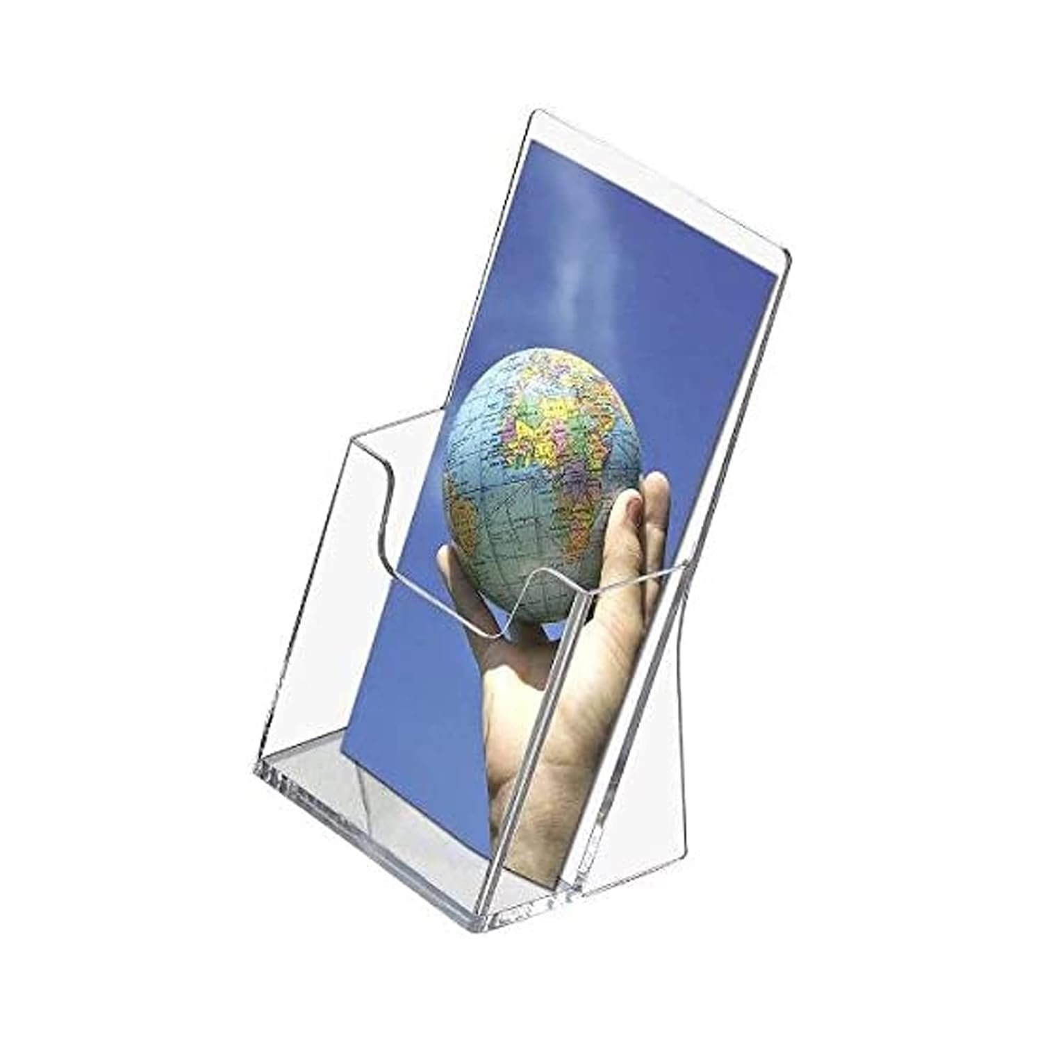 M&T Displays Clear Acrylic Brochure Leaflet Holder 4x6 Inch 1 Tier 1 Pockets Countertop Desktop Literature Rack Pamphlet Leaflet Flyer Card Display Stand Desk Organizer