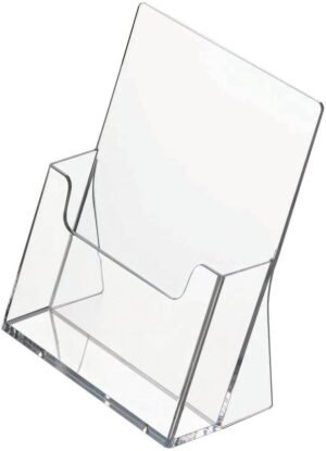 M&T Displays Clear Acrylic Brochure Leaflet Holder 5.5x8.5 Inch 1 Tier 1 Pockets Desktop or Wall Mounting Literature Rack Pamphlet Leaflet Flyer Card Display Stand Desk Organizer