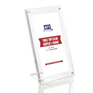 M&T Displays Clear Acrylic L Photo Frame 4x6 inch Picture Sign Holder Portrait Landscape Desktop Tabletop Brochure Advertising Leaflet Certificate Stand for Restaurant Hotel Office