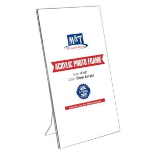 M&T Displays Clear Acrylic Photo Frame 4x6 inch Picture Sign Holder Portrait Desktop Table Stand Desk Menu Advertising Flyer for Restaurant Hotel Office