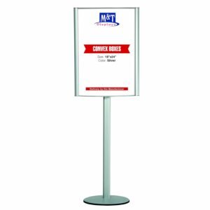 M&T Displays Convex Box Free Standing Double Sided Sign Holder Advertising Brochure Poster Snap Frame Stand 18x24 Inch Front Loading Silver Aluminum without Lighting