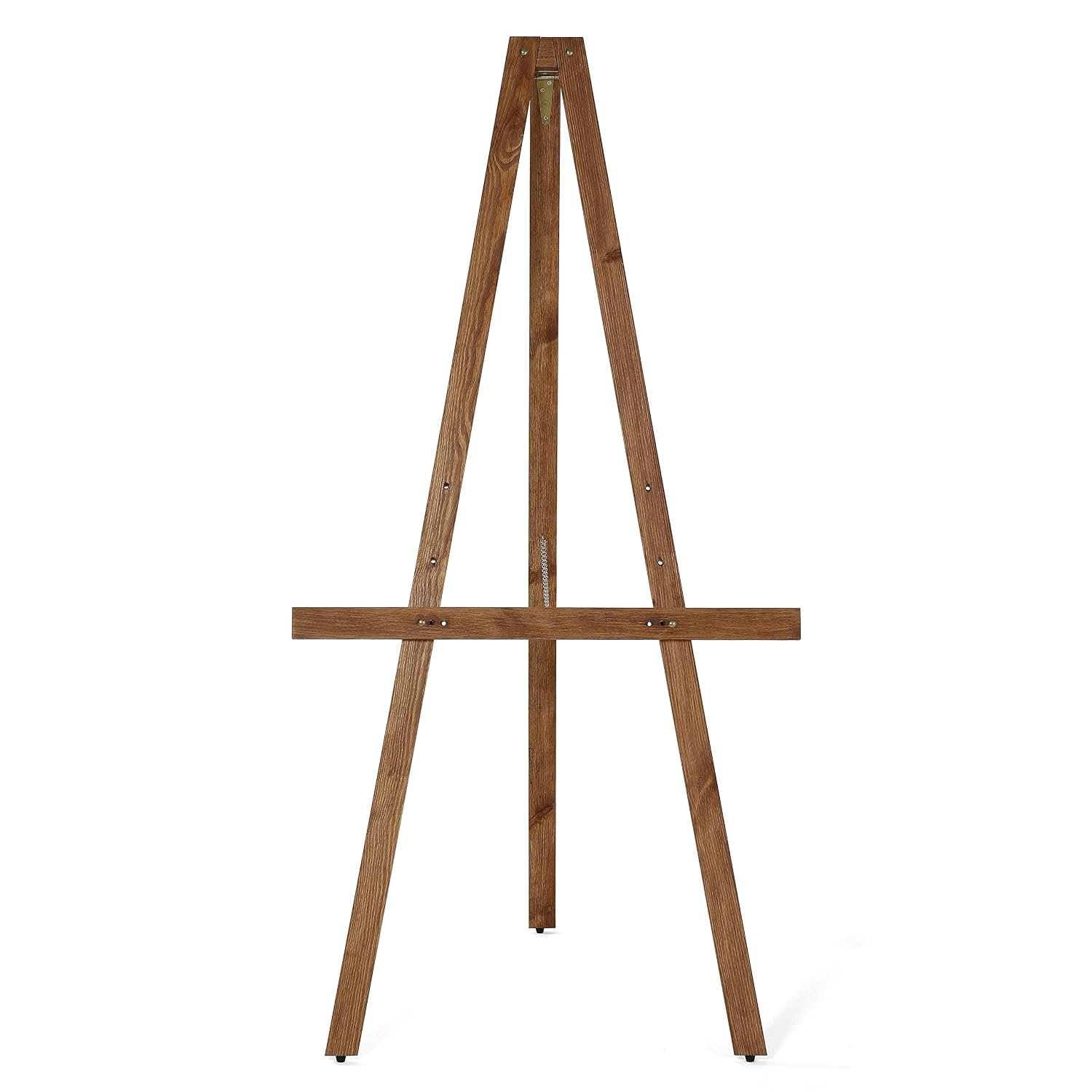 M&T Displays Dark Wood Rustic Art Easel Adjustable Height Stand Tripod Wooden Display for Artist Drawing Painting Canvas Holder Welcome Wedding Sign 23.43x62.80 Inches