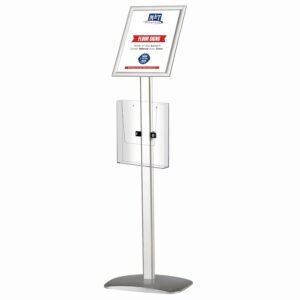 M&T Displays Decorative Sign Holder, Pedestal Sign Holder with 8.5x11 Inch Brochure Holder, Floor Standing, Aluminum, Front Loading, Easy Open, Poster, Advertisement Post...