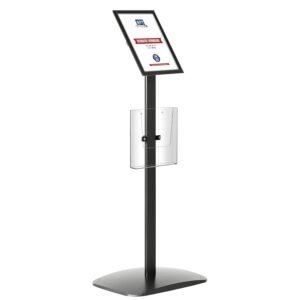 M&T Displays Decorative Sign Holder, Pedestal Sign Holder with 8.5x11 Inch Brochure Holder, Floor Standing, Aluminum, Front Loading, Easy Open, Poster, Advertisement Post...