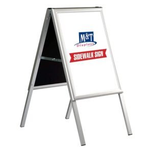 M&T Displays Double Sided Aluminum Write on A Frame Dry Erase-Wipe Sidewalk Advertisign Pavement Sign Sandwich Menu Board 22x28 Inch Silver Frame Silver Legs