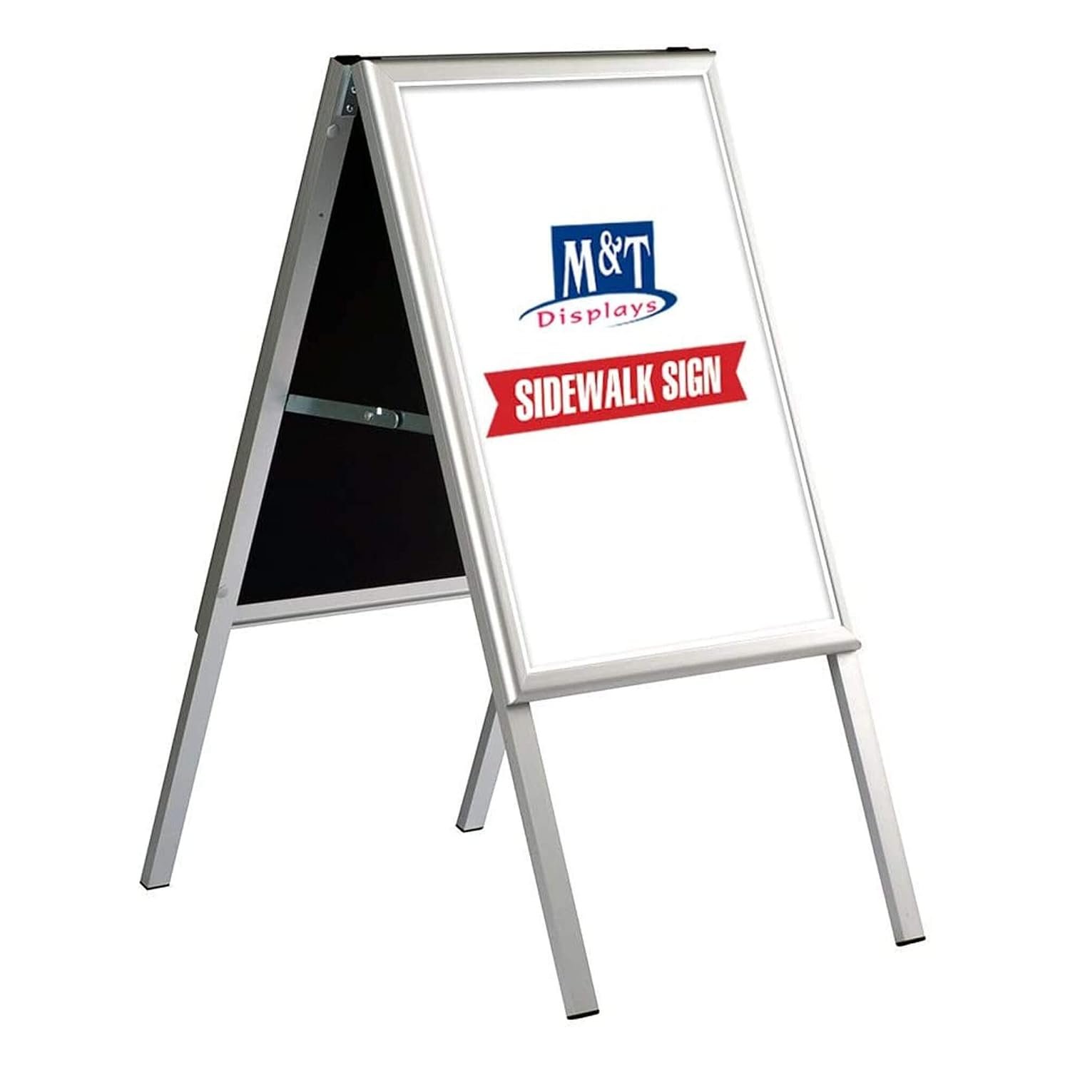 M&T Displays Double Sided Aluminum Write on A Frame Dry Erase-Wipe Sidewalk Advertisign Pavement Sign Sandwich Menu Board 22x28 Inch Silver Frame Silver Legs