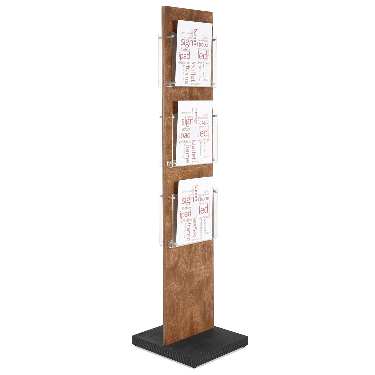 M&T Displays Double Sided, Plywood Poster Stand, Literature Holder, Magazine Rack, Brochure Display Stand, Catalog Leaflet, Flier Holder for Fair, Conference, Showroom Dark Wood...
