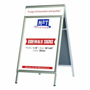 M&T Displays Double-Sided, Silver A-Frame, Sandwich Board, 30x40-inch Sidewalk Sign, Aluminum Poster Display, Restaurant, Cafe, Business, Outdoor Pavement, Menu, Sign Holder...