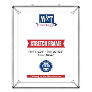 M&T Displays Double Sided Stretch Frame 22X28 inch Wall Mounting and Hanging Silver Aluminum Reusable Advertising Announcement Messages Brochure Paper Sign Holder Portrait...