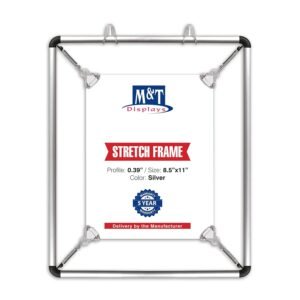 M&T Displays Double Sided Stretch Frame 8.5x11 inch Wall Mounting and Hanging Silver Aluminum Reusable Advertising Announcement Messages Brochure Paper Sign Holder Portrait...